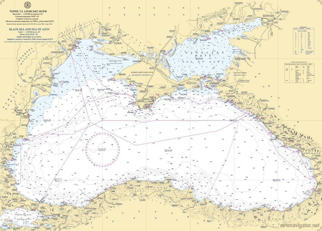 Обозначения на русских и ин��странных морских картах