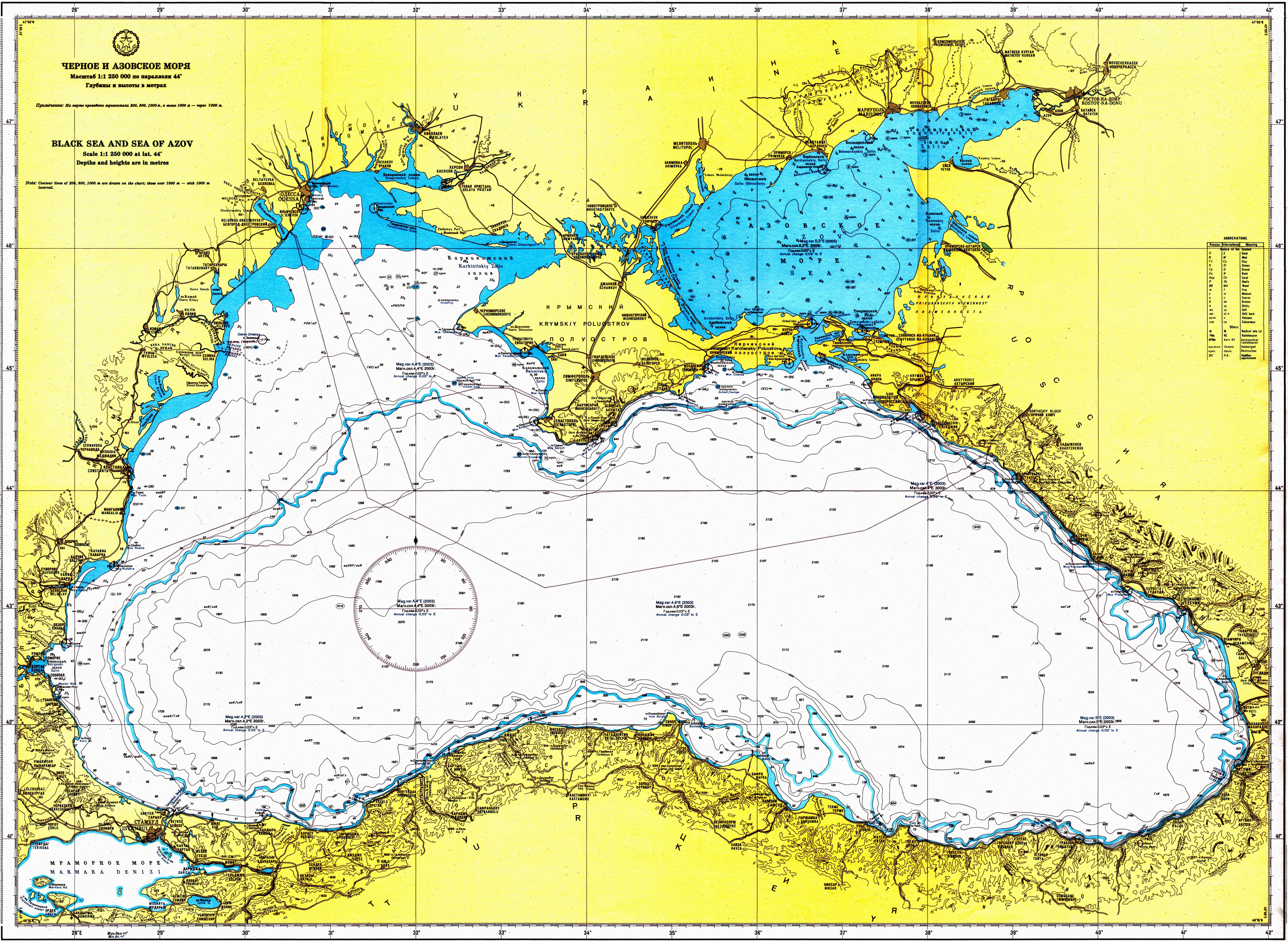Морская карта Чёрного и Азовского морей