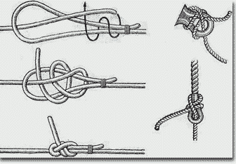 Брамшкотовый узел для связывания двух тросов