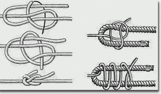 Докерский узел для связывания двух тросов