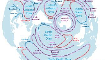 Все мировые потоки на непрерывной карте океанов